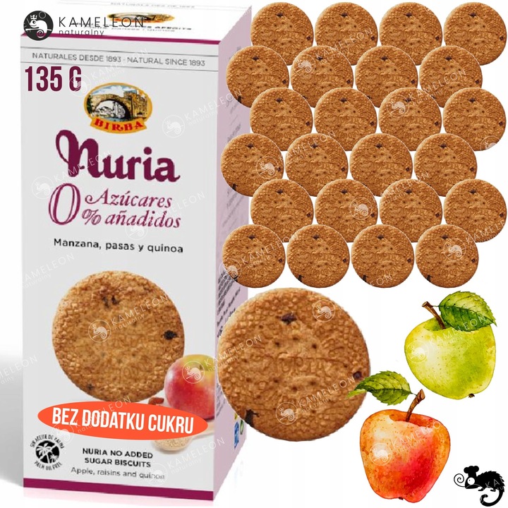 BIRBA Nuria CIASTKA HERBATNIKI PRZEKĄSKA mix SMAKÓW BEZ CUKRU 135gx8 1,08KG