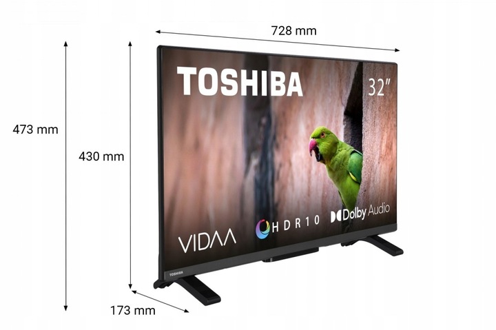 TOSHIBA Telewizor Smart WiFi 32WV2E63DG LED 32" BLUETOOTH PVR Nagrywanie