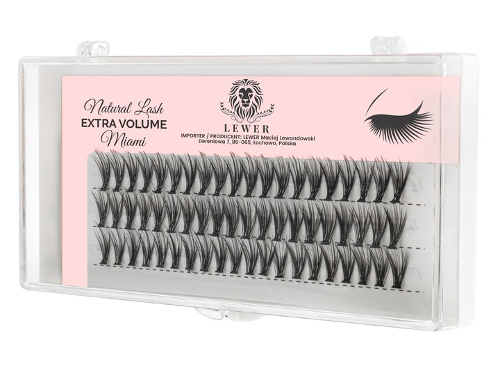 KĘPKI RZĘSY EYELASH Lewer Miami EXTRA VOLUME 10mm GĘSTE NATURALNE JEDWABNE