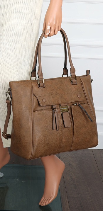 Torebka Damska Listonoszka Shopper Duża A4 Torba na Ramię CH66811 Brązowa
