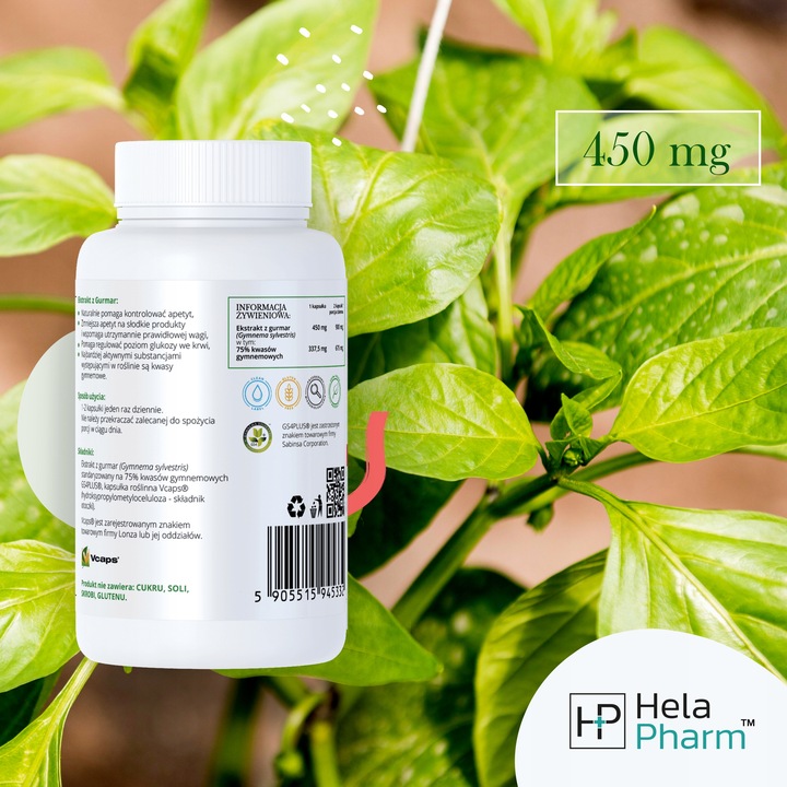 Gurmar GS4 75% kwasów gymnemowych ODCHUDZANIE, CUKIER, APETYT 90 kapsułki