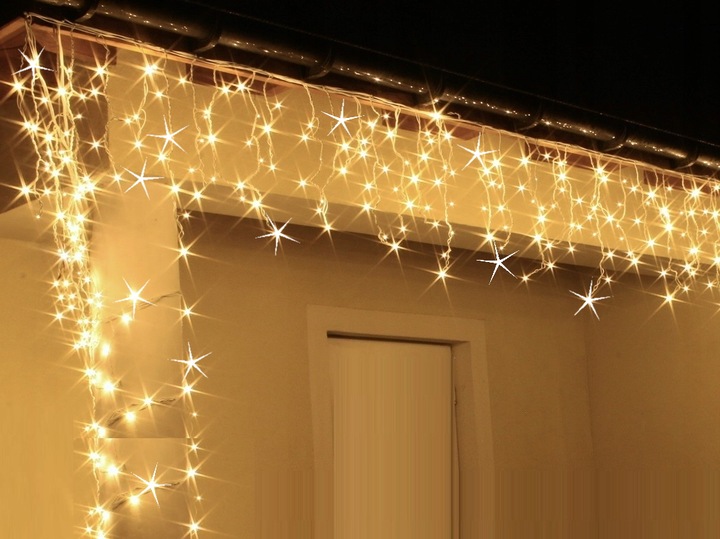 GIRLANDA SOPLE 200 LED 8M STAŁE BIAŁE CIEPŁE EFEKT FLASH FLESZ ZEWNĘTRZNE