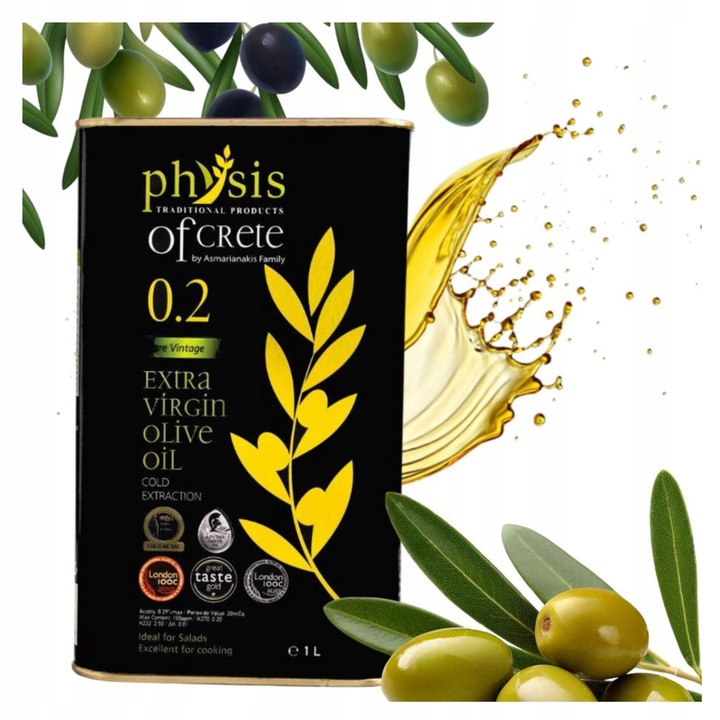 OLIWA Z OLIWEK 1L EXTRA VIRGIN GRECKA W PUSZCE PHYSIS OF CRETE 0.2% ŚWIEŻA