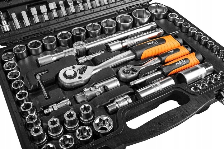 NEO 10-212 ZESTAW KLUCZE NASADOWE 1/2", 1/4" TORX NASADKI WALIZKA 108el