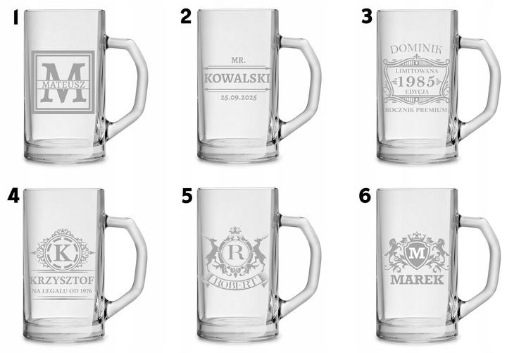 Duży kufel do piwa na prezent z grawerem 640ml logo tekst urodziny