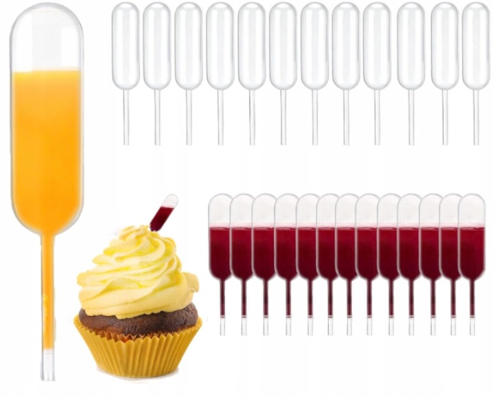 Pipety deserowe pipetki cukiernicze do deserów ciast 4ml 8cm 100 sztuk