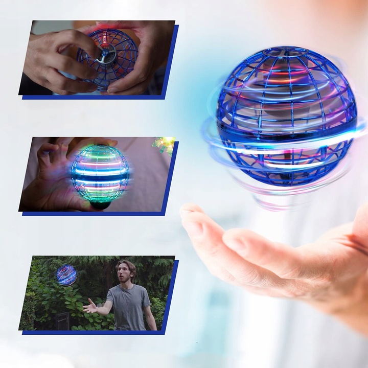 LATAJĄCA KULA STEROWANY RĘKĄ SPINNER DRON UFO LED ŚWIECI
