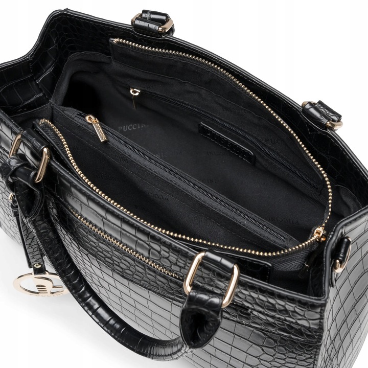Torebka Damska Mała Kuferek Ramię Odpinany Pasek PUCCINI Czarna BML067S-1