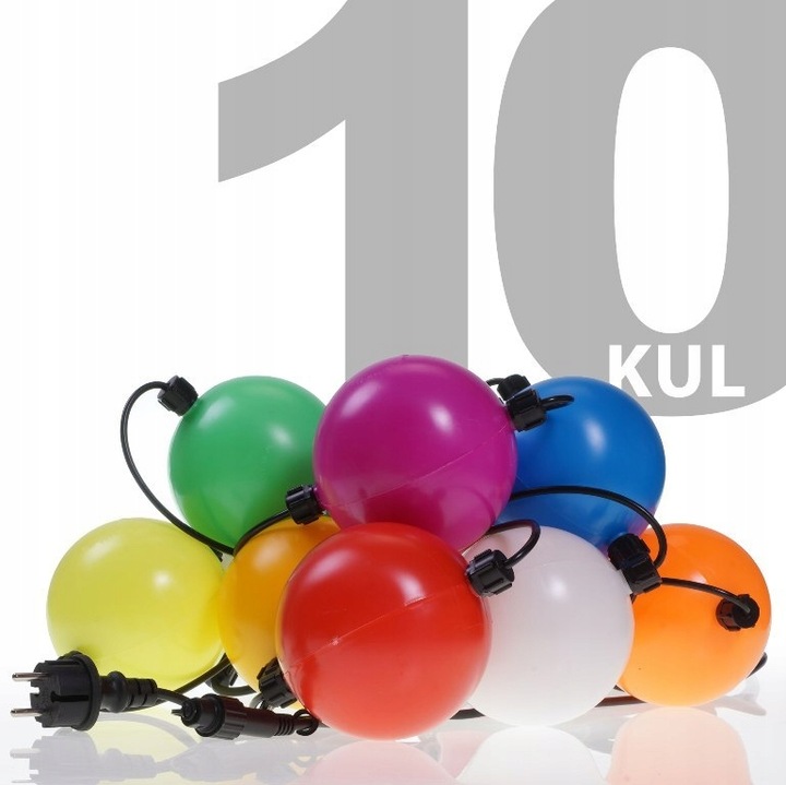 LAMPKI CHOINKOWE LED-10 DUŻE KULE ZEWNĘTRZNE MIX