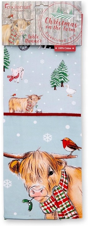 Bieżnik na stół świąteczny Boże Narodzenie 45x200 cm bawełniany Farma