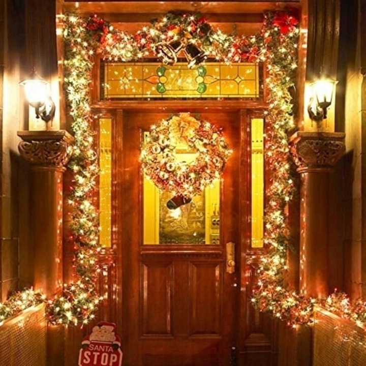 LAMPKI CHOINKOWE 300 LED STAŁE + FLASH ZEWNĘTRZNE ŚWIATEŁKA BIAŁE CIEPŁE