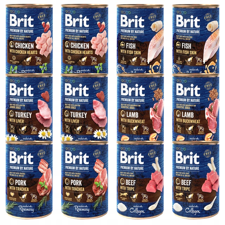 BRIT BY NATURE Karma mokra dla psa mix smaków 12 x 400g