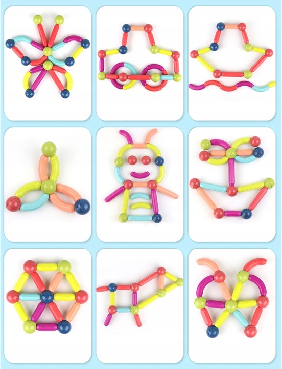 KLOCKI MAGNETYCZNE KONSTRUKCYJNE EDUKACYJNE MAGNETIC STICKS DLA DZIECI 98EL