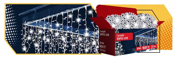 SOPLE LAMPKI CHOINKOWE 501 LED 22.5M ŚWIATEŁKA ŚWIĄTECZNE ZEWNĘTRZNE