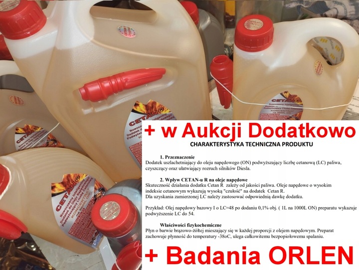 CETAN R - 1Litr = VERVA na 1000 Litrów ON + Karta Charakt. i Bad. Orlen