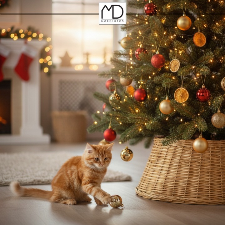 Osłona wiklinowa brąz na doniczkę stojak pod choinkę na święta wiklina kosz