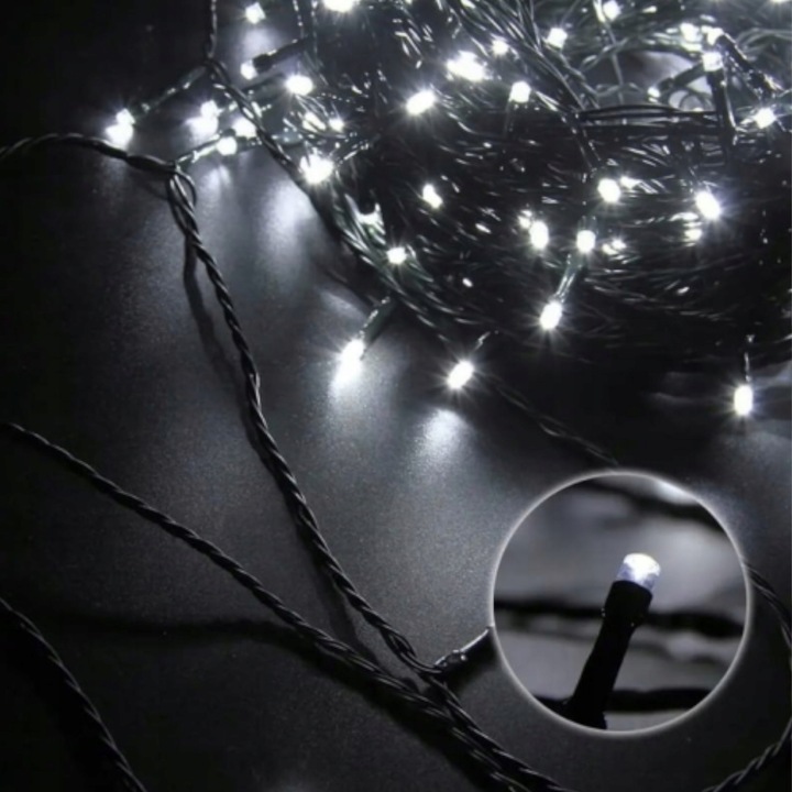 LAMPKI CHOINKOWE 500 LED BIAŁY ZIMNY 100M ŚWIĄTECZNE