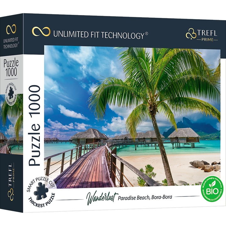 Puzzle 1000 elementów BORA-BORA PARADISE BEACH TREFL Puzzle plaża słońce
