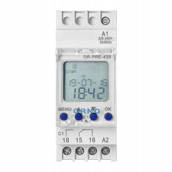 Elektroniczny Programator Czasowy Timer z Wyświetlaczem LCD na Szynę DIN