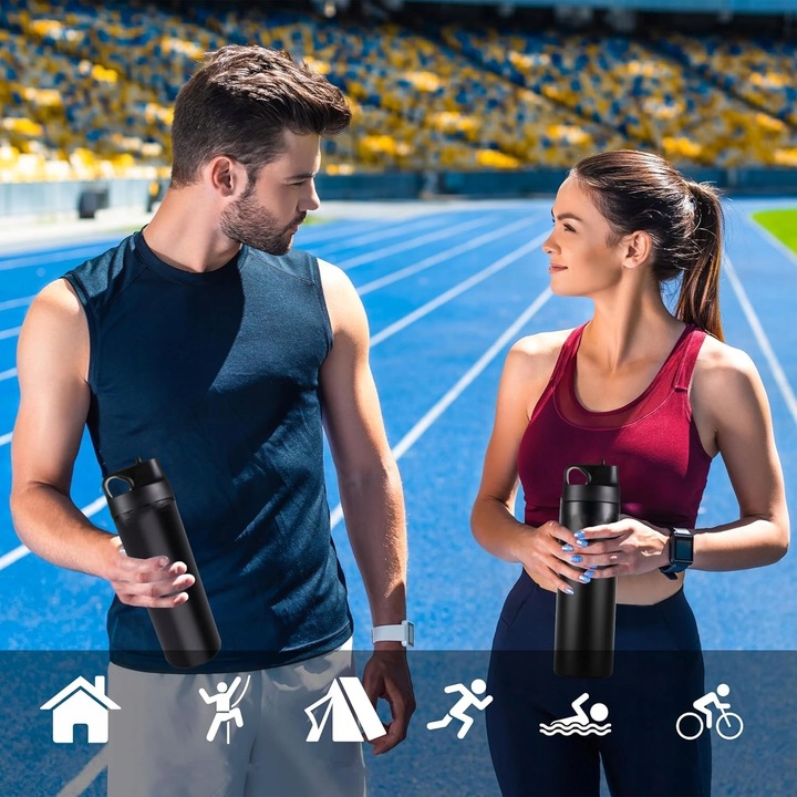 Kubek termiczny ze słomką i ustnikiem butelka termiczna stalowa 550 ml