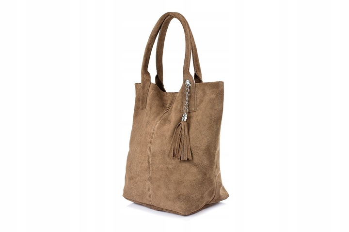 torebka damska skórzana SHOPPER włoska SKÓRA ZAMSZOWA torba duża A4 WOREK