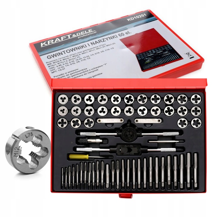 ZESTAW KOMPLET NARZYNEK I GWINTOWNIKÓW KALIBROWNIKI M3-M12 60EL WALIZKA