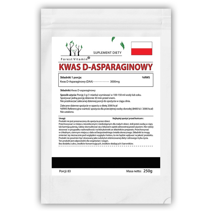 D.A.A 250g TRIBULUS TESTOSTERON D-asparaginowy DAA CZYSTY HMB LIBIDO