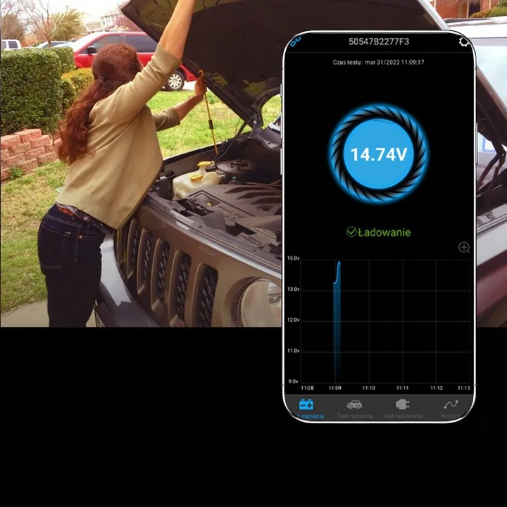 TESTER AKUMULATORÓW 12V APLIKACJA POLSKIE MENU