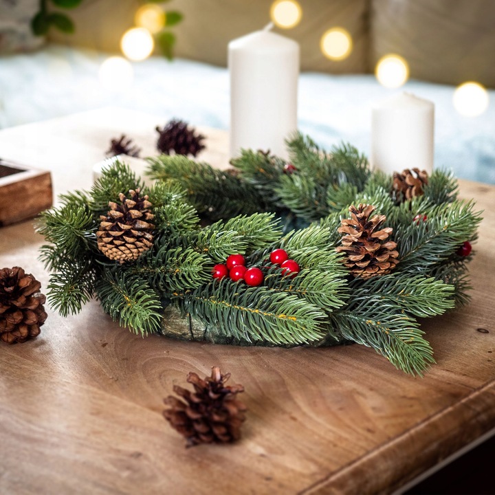 WIANEK ŚWIĄTECZNY STROIK NA DRZWI STÓŁ WIENIEC OZDOBA PREMIUM ŚWIĘTA 45 cm