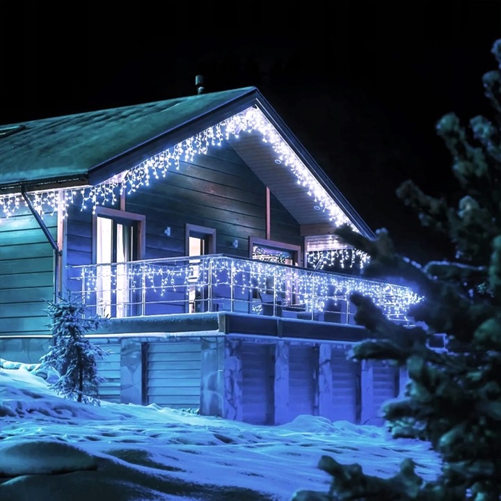 LAMPKI SOPLE 500 LED KURTYNA 13,2M ZEWNĘTRZNE WEWNĘTRZNE zimny biały