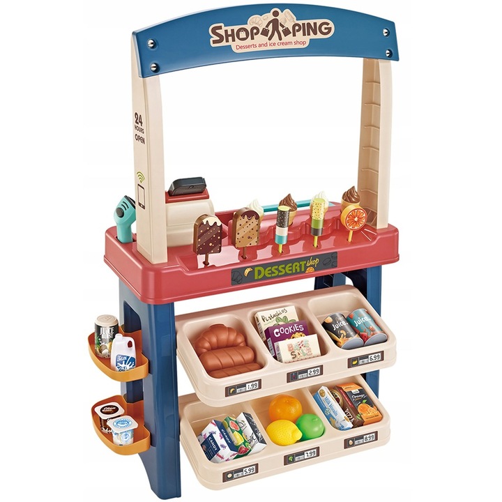 SKLEP SUPERMARKET DLA DZIECI STRAGAN KASA LODY DŹWIĘKI + 55 AKC. MATADI