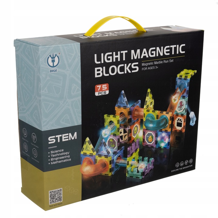 KLOCKI MAGNETYCZNE KONSTRUKCYJNE TOR KULKOWY RAINBOW MAGNETIC TILES PANELE