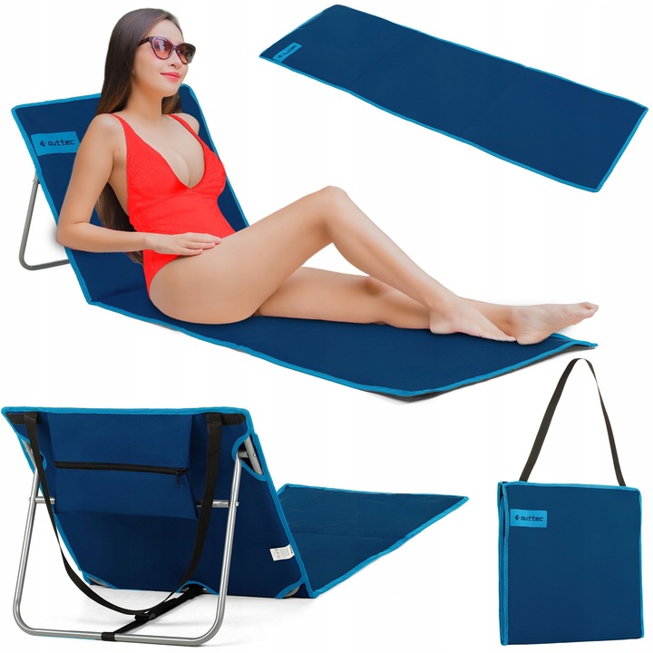 MATA PLAŻOWA Z OPARCIEM SKŁADANA REGULOWANY LEŻAK PLAŻOWY OUTTEC