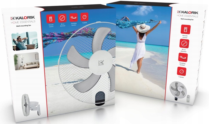 WENTYLATOR ŚCIENNY z PILOTEM Wiatrak na Ścianę BIAŁY 45W OSCYLACJA TIMER