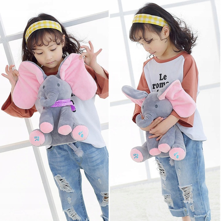 Słoń Pluszak Peek-A-Boo Zabawa W Chowanego Dla Dzieci Interaktywna Prezent