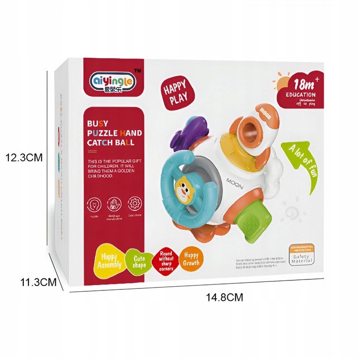 INTERAKTYWNA KOSTKA SENSORYCZNA MONTESSORI EDUKACYJNA RUCHOMA MANIPULACYJNA