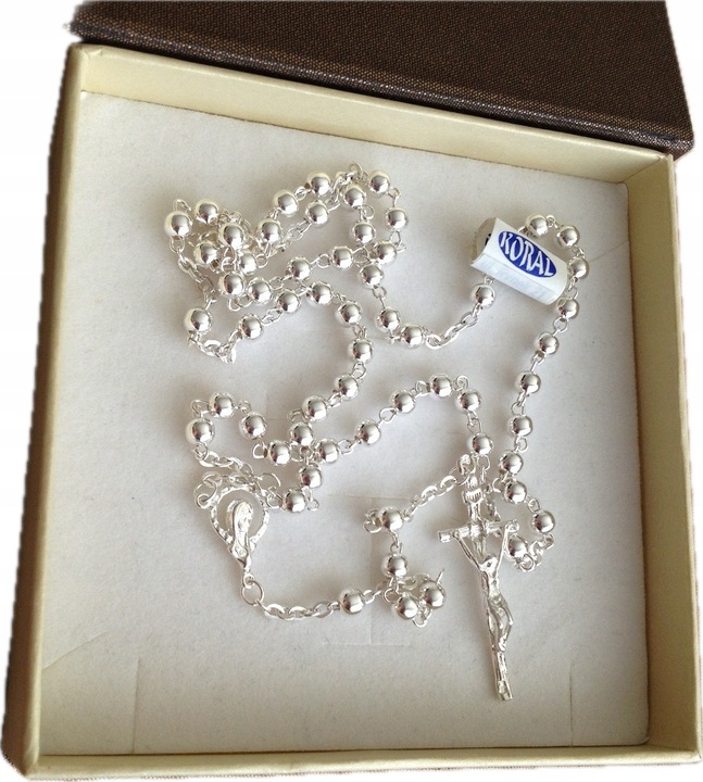 Różaniec Srebrny próby 925 (na PREZENT / KOMUNIA / CHRZEST / BIERZMOWANIE)