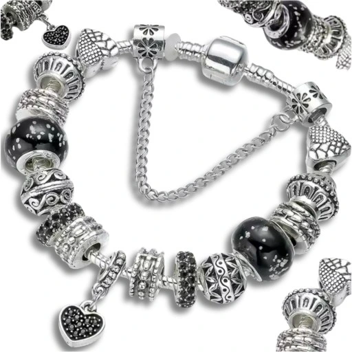 Bransoletka modułowa charms srebrna serduszko