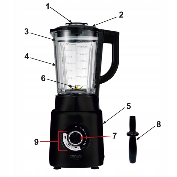 Blender Kielichowy do Koktajli 2000W 3 PROGRAMY Kruszy Lód Smoothie BPAFREE