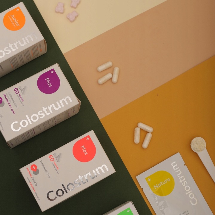 Suplement diety Colostrum PLUS witamina C, D+CYNK KAPSUŁKI 60 dni + prezent