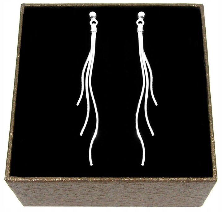 WISZĄCE DŁUGIE KOLCZYKI SREBRNE LINKI SREBRO PRÓBY 925 DIAMENTOWANE A27