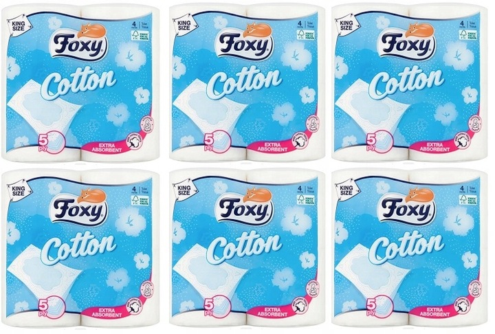 Papier toaletowy Foxy Cotton gruby 5 warstw ZESTAW 16 rolek