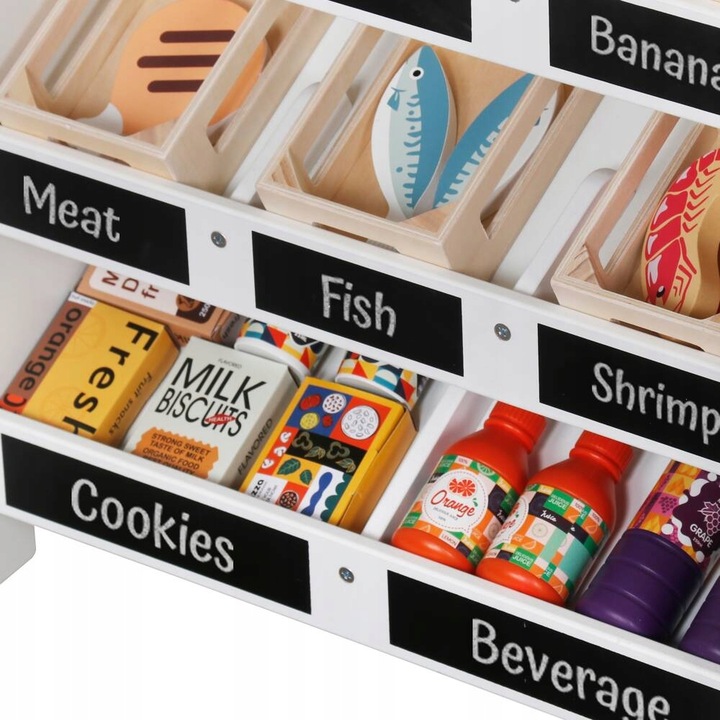 Drewniany stragan market targ dla dzieci 2w1 teatr tablica kasa Kinderlly