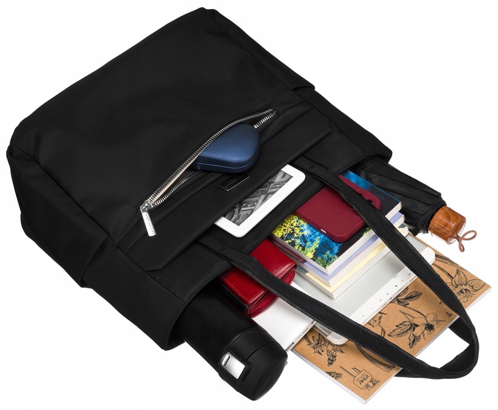 Duża torba damska PETERSON torebka shopper na ramię czarna miejska