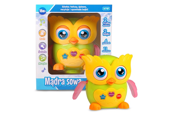 NA PREZENT Mądra Sowa Interaktywna Opowiada bajki chodzi