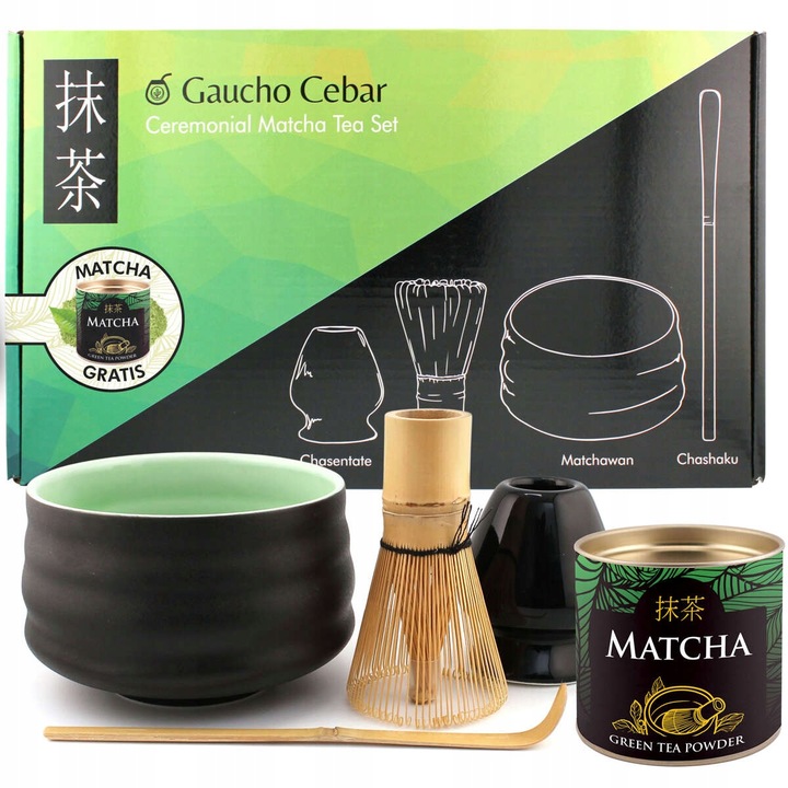 Zestaw Prezentowy Matcha 30g Chasen Chashaku Matchawan Chasentate 7-części