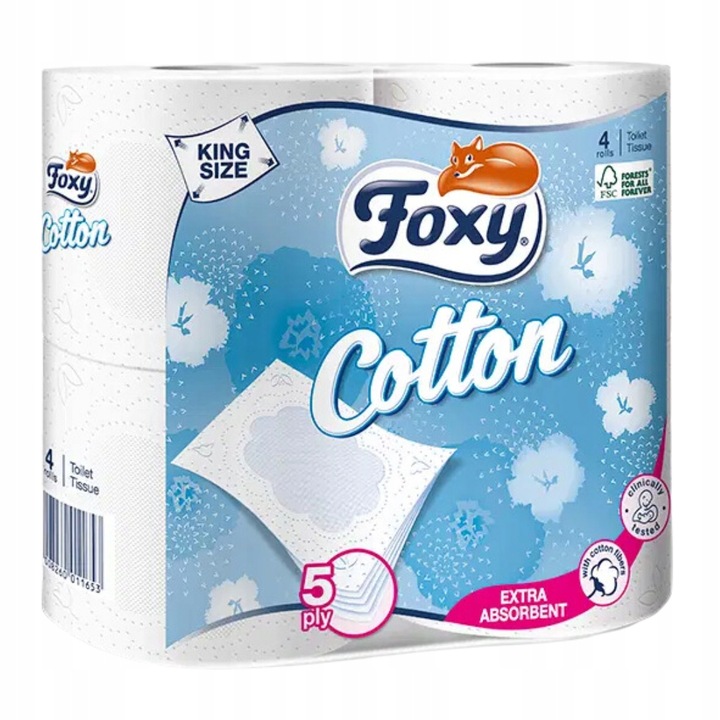 Papier toaletowy Foxy Cotton gruby 5 warstw ZESTAW 16 rolek