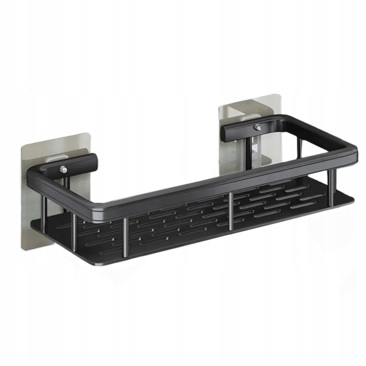 ZESTAW 2 SZT PÓŁKA ŁAZIENKOWA WISZĄCA METALOWA SAMOPRZYLEPNA CZARNA LOFT