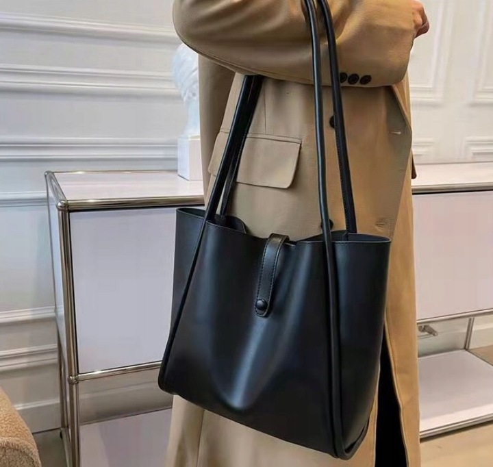 Torebka CZARNA TORBA Damska Miejska Shopper A4 Pojemna