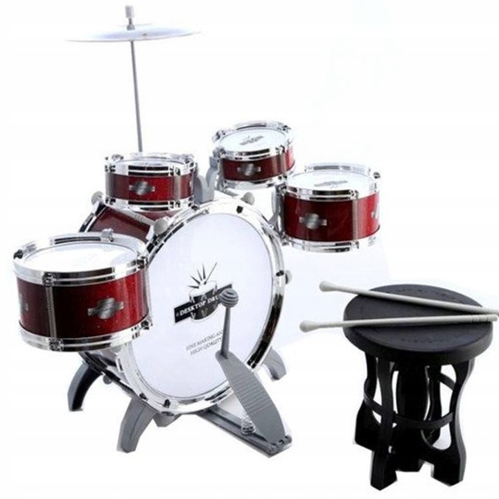 DUŻA PERKUSJA 5 BĘBNOWA KRZESEŁKO DLA DZIECKA BĘBNY TALERZE INSTRUMNET